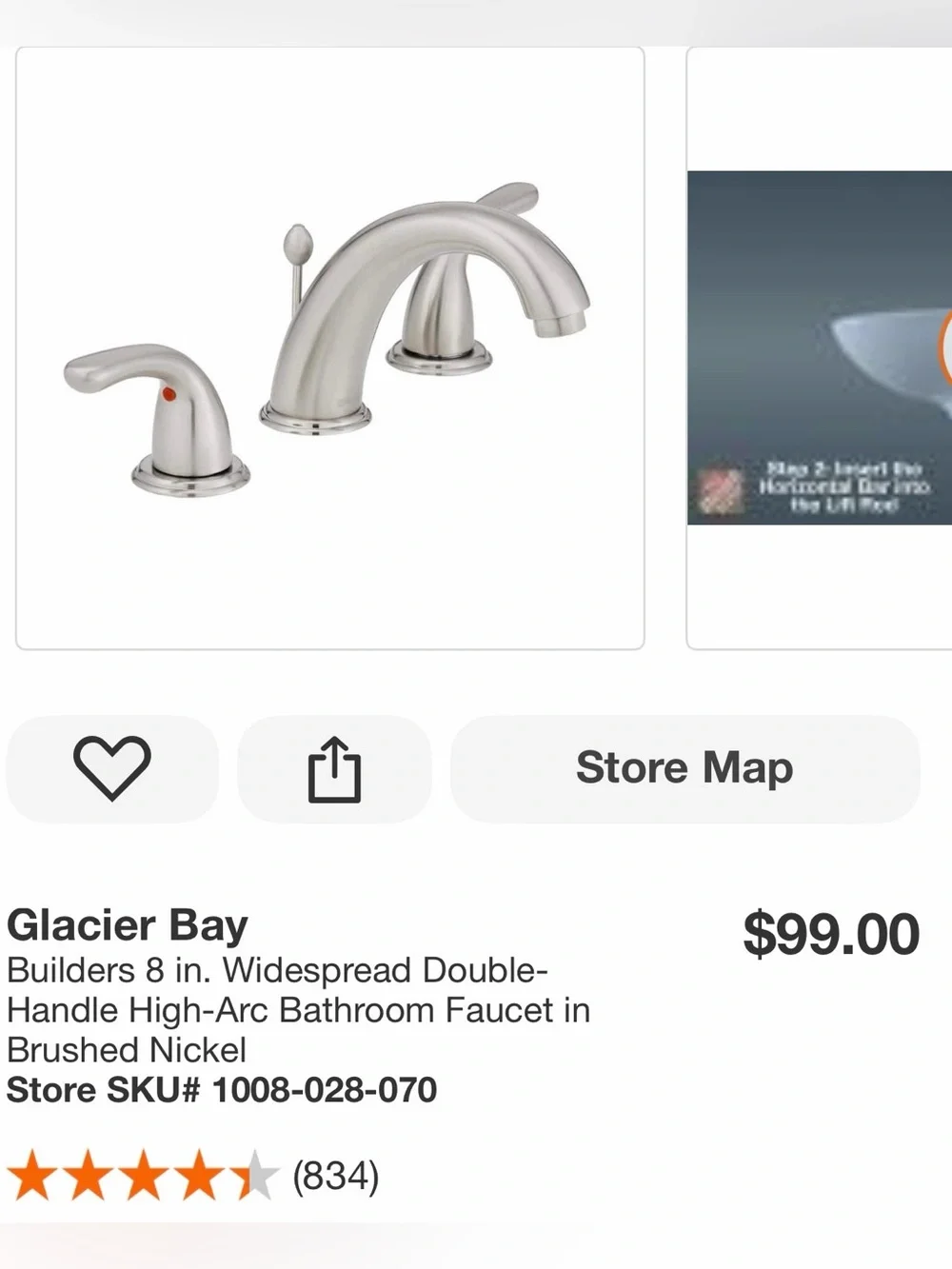 New Glacier Bay Builders Brushed Nickel Two-Handle Bathroom Faucet